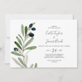 Invitation Branche d'olive moderne Mariage horizontal (Devant)