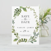 Invitation Branche d'olive moderne, Sauvegarder la date (Debout devant)