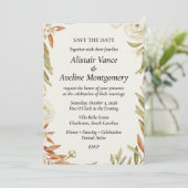 Invitation Branche d'olive neutre et botanique ranunculus (Debout devant)