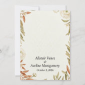 Invitation Branche d'olive neutre et botanique ranunculus (Dos)