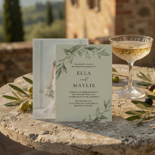 Invitation Branche d'olive personnalisée Photo Vert