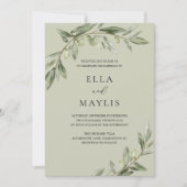 Invitation Branche d'olive Vert Sauge Botanique (Devant)