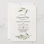 Invitation Branche d'olive verte aquarelle Kraft (Devant)