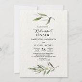 Invitation Branche d'olive verte aquarelle Kraft (Devant)