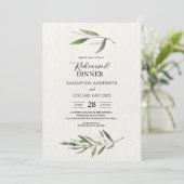 Invitation Branche d'olive verte aquarelle Kraft (Debout devant)