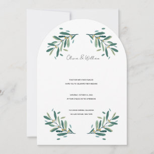 Invitation Branche d'olivier Aquarelle Élégant Arche Mariage