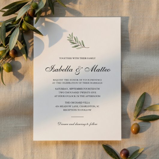 Invitation Branche d'olivier minimaliste | Élégant