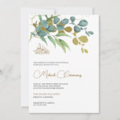 Invitation Branche dorée eucalyptus rustique Mehndi islamique (Devant)