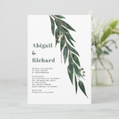 Invitation Branche Eucalyptus avec mariage d'hiver feuille (Debout devant)