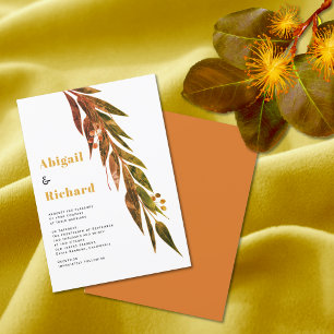 Invitation Branche Eucalyptus en automne couleurs mariage