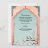 Invitation Branche florale Arc Oiseaux romantiques Mariage in (Dos)