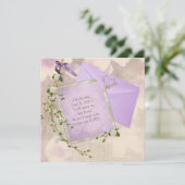Invitation branche florale blanche sur papeterie mariage (Debout devant)
