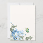 Invitation Branche florale bleue papillons oiseau (Dos)
