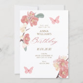 Invitation branche florale d'anniversaire (Devant)