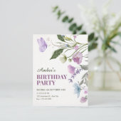 Invitation branche florale d'anniversaire (Debout devant)