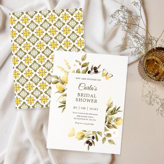 Invitation Branche florale de citrons botaniques