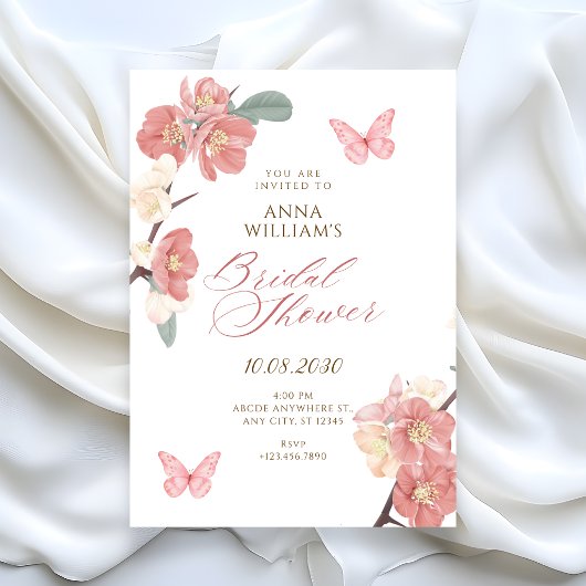 Invitation Branche florale douche de mariée
