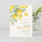 Invitation Branche florale jaune pour douche de mariée (Debout devant)
