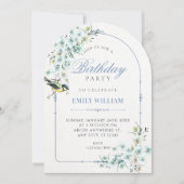 Invitation branche florale oiseau anniversaire (Devant)