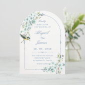 Invitation Branche florale oiseau mariage (Debout devant)