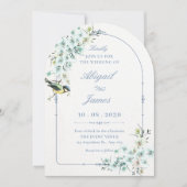 Invitation Branche florale oiseau mariage (Devant)