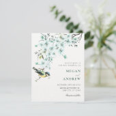 Invitation Branche florale oiseau mariage de printemps (Debout devant)