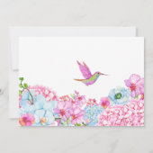 Invitation Branche florale rose bleue avec shower bébé oiseau (Dos)