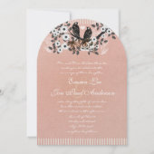 Invitation Branche Florale Rose Oiseaux de l'Amour Mariage Vi (Devant)