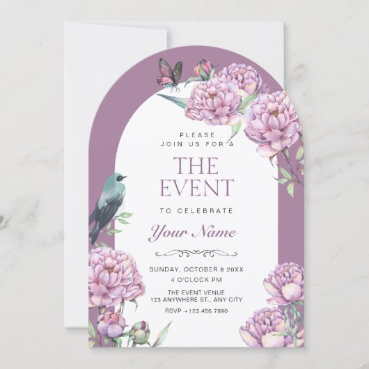 Invitation Branche florale violette (Devant)