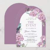 Invitation Branche florale violette (Devant / Derrière)