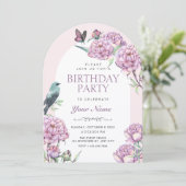 Invitation Branche florale violette anniversaire (Debout devant)