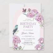 Invitation Branche florale violette anniversaire (Devant)