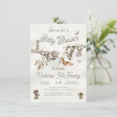 Invitation Branche forestière des bois Animaux Baby shower Bo (Debout devant)