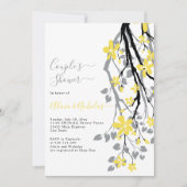 Invitation Branche grise avec fleurs jaunes douche (Devant)