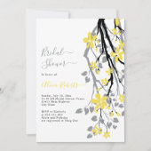 Invitation Branche grise avec fleurs jaunes douche nuptiale (Devant)