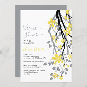 Invitation Branche grise, fleurs jaunes douche de nuptiale vi