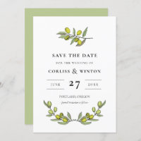 Branche Olive moderne Enregistrer la date