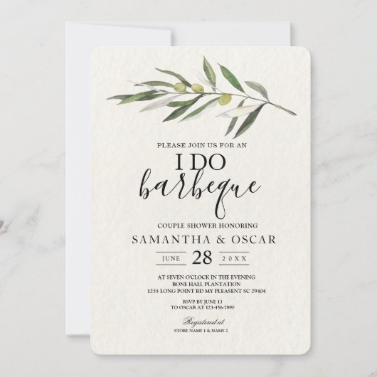 Invitation Branche verte d'olive simple (Devant)