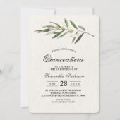 Invitation Branche verte d'olive simple (Devant)