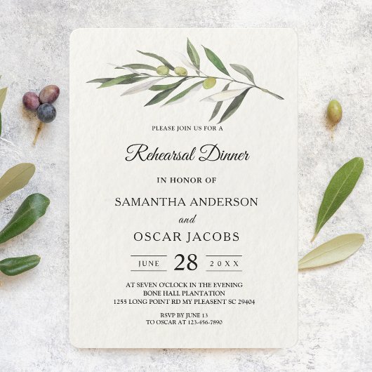 Invitation Branche verte d'olive simple