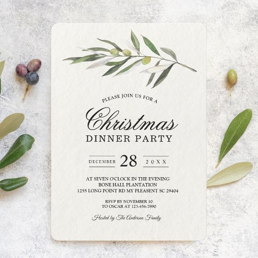 Invitation Branche verte d'olive simple