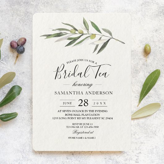 Invitation Branche verte d'olive simple