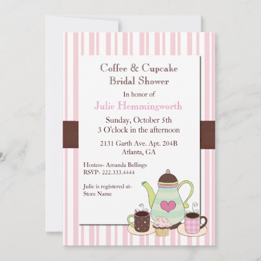 Invitation branchée à la douche nuptiale au café (Devant)