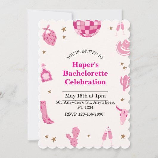Invitation branchée Bachelorette Party (Devant)