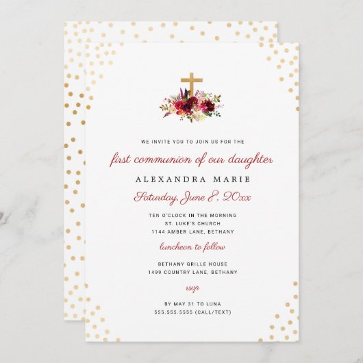 Invitation branchée de la première sainte communio (Devant / Derrière)
