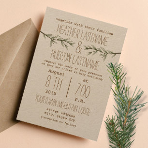 Invitation Branches À feuillage persistant rustiques Invitati