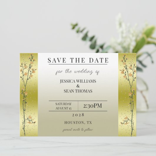 Invitation Branches Automnes, Confetti Gold Enregistrer La Da (Debout devant)