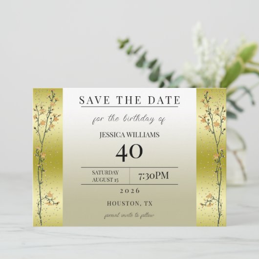 Invitation Branches Automnes, Confetti Gold Enregistrer La Da (Debout devant)