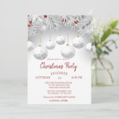 Invitation Branches blanches Boules de Noël Entreprise Fête (Debout devant)