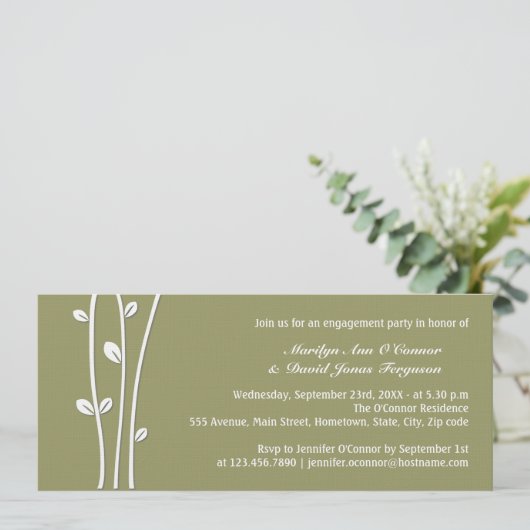 Invitation Branches blanches en feuilles (Debout devant)
